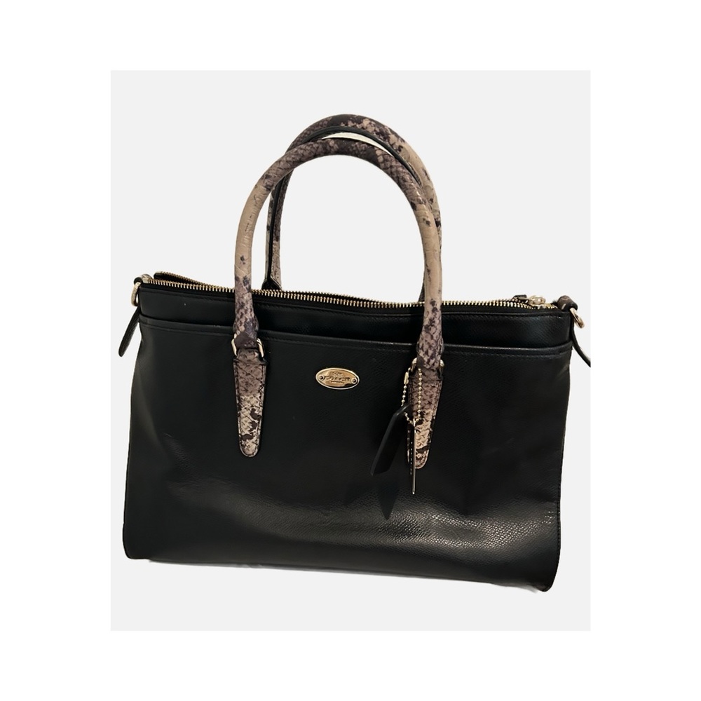 Coach black/cream snakeskin handle/satchel purse.